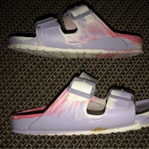 🩷BIRKENSTOCK EVA Tie Dye/ Pink & White Open Toe Slide Adjustable Sandals